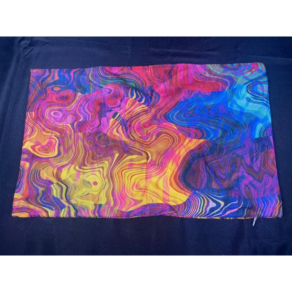 Psychedelic Abstract Swirl Rainbow‎ Decorative Pillow Cover 12x18 Hidden Zipper